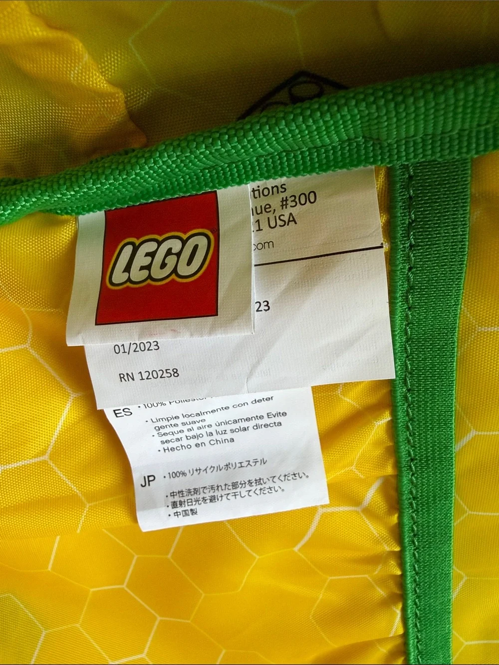 Lego Bright Green Vertical Backpack with Front Pockets